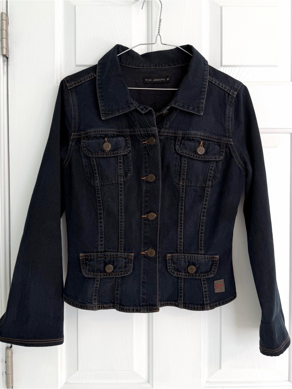 For Joseph Class Dark denim pockets, light peplum long wide sleeve jacket Y2K S